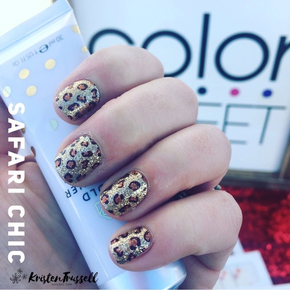 Color Street SAFARI CHIC Leopard Animal Print Cheetah Glitter Nail Strips - Picture 7 of 12